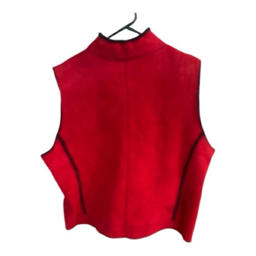 PENDELTON Woman's Red Suede Full Zip  Vest Size large Shearling Lined - Picture 2 of 4